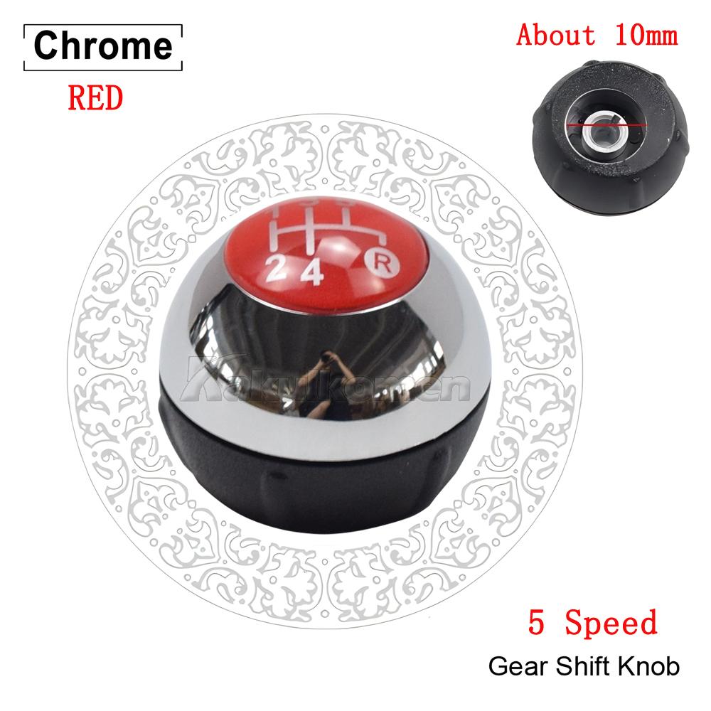 5 6 Speed Gear Shift Knob for Fiat 500 2012-2018 Chrome+Red 55344048