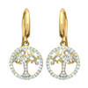 [L4700] - Gold Plated Earrings 'Tree of Life' White Gold - 27x12 Mm