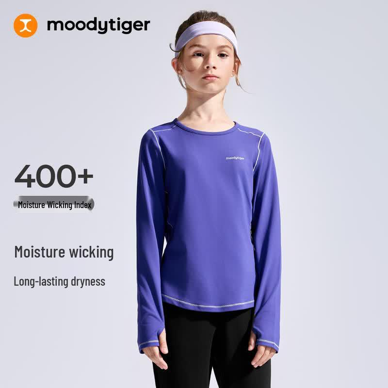 moodytiger Girls' Moisture-Wicking Long-Sleeve Sports Tee