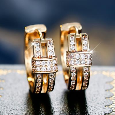 Изысканные серьги-кольца из кубического циркония для женщин, золотые серьги небольшого размера, темпераментные ювелирные изделия, подарок