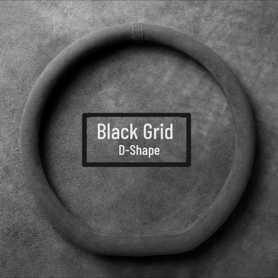 All-Season Suede Leather Steering Wheel Cover, Anti-Fade, No Lint, Round D-Shaped Design