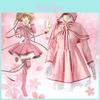 Очаровательный костюм для косплея Cardcaptor Sakura Kinomoto, розовое платье со шляпой для женщин