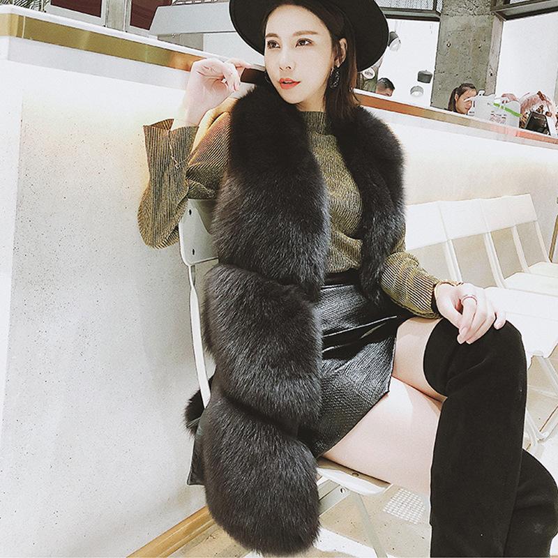 Модный и повседневный новый жилет из искусственного лисьего меха средней длины, корейское пальто из искусственного меха для женщин