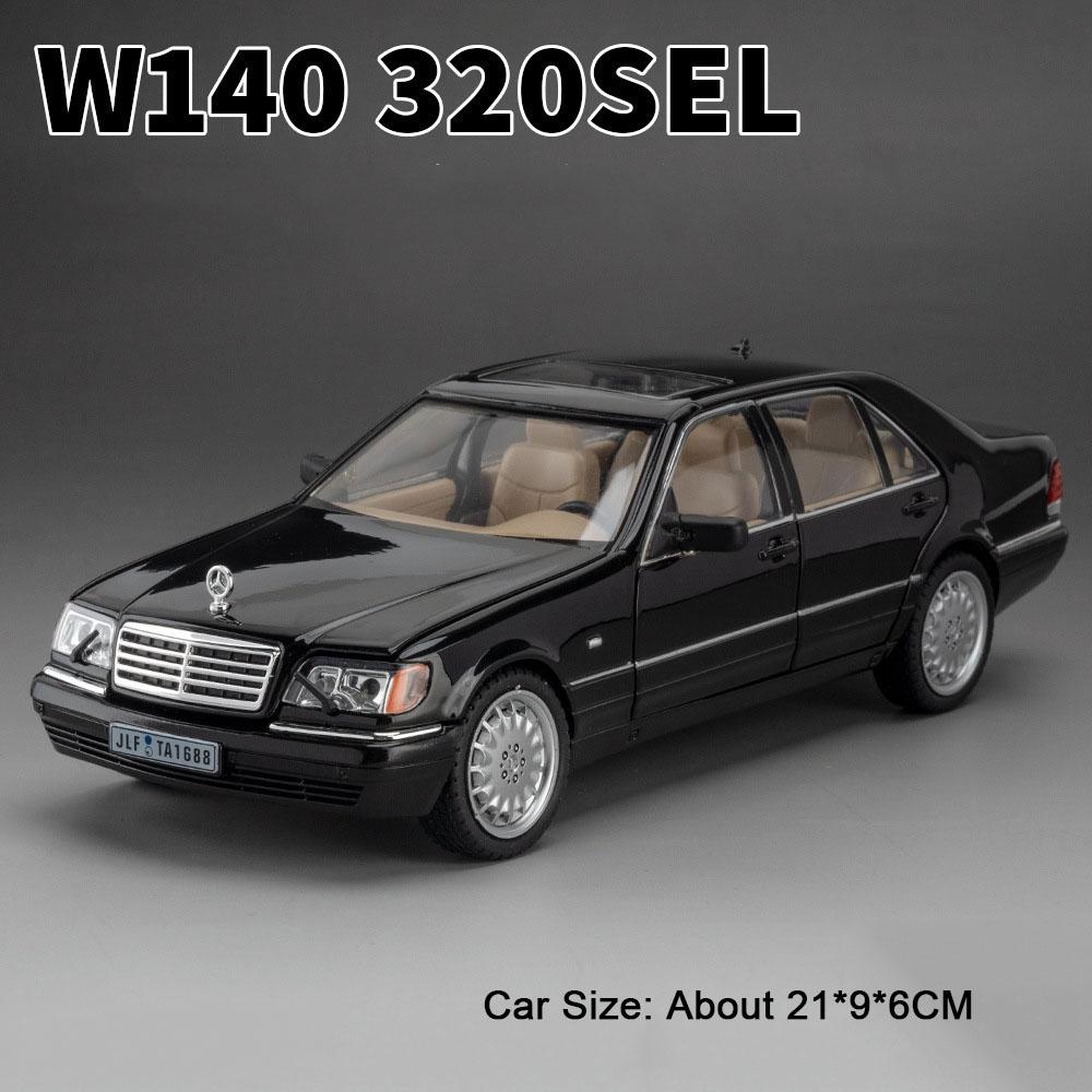 1:24 Модели W140 320sel 300sl Игрушки Литые машины Открывающиеся двери Со звуком и светом Инерционные Миниатюрные транспортные средства Коллекционные Модные подарки