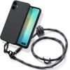 Case for Samsung Galaxy A06, Black Liquid Silicone Protection with Detachable Gray Lanyard