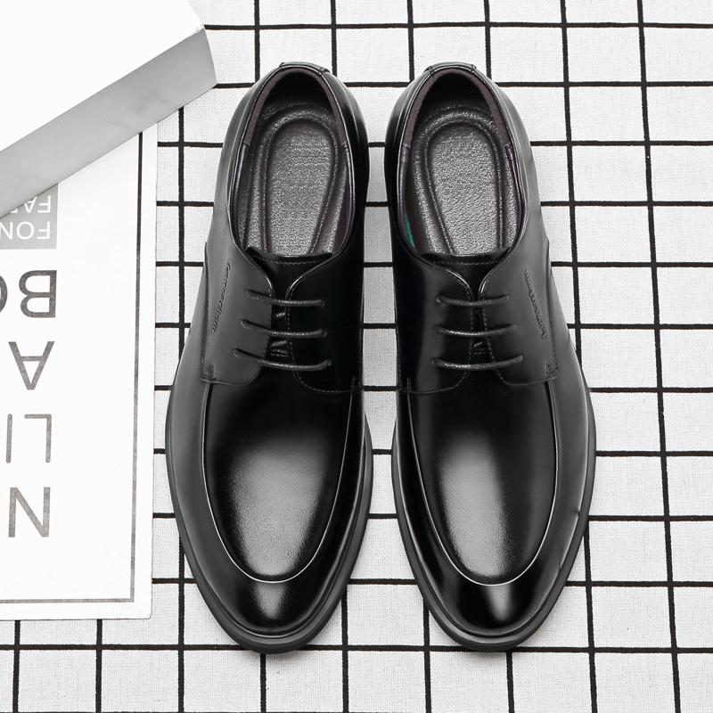 Модная мужская обувь из коровьей кожи для официальных мероприятий, туфли со скрытой платформой, увеличивающие рост на 6 см/8 см, мягкие удобные туфли на шнуровке для офиса и бизнеса