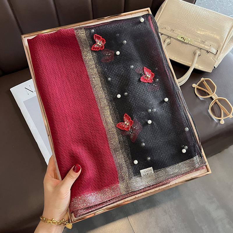 Luxury Brand Women Fashion Scarf Plain Solid Silk Chaetodon Auripes Shawls Scarves Summer Lady Bandanas Foulard Hijab