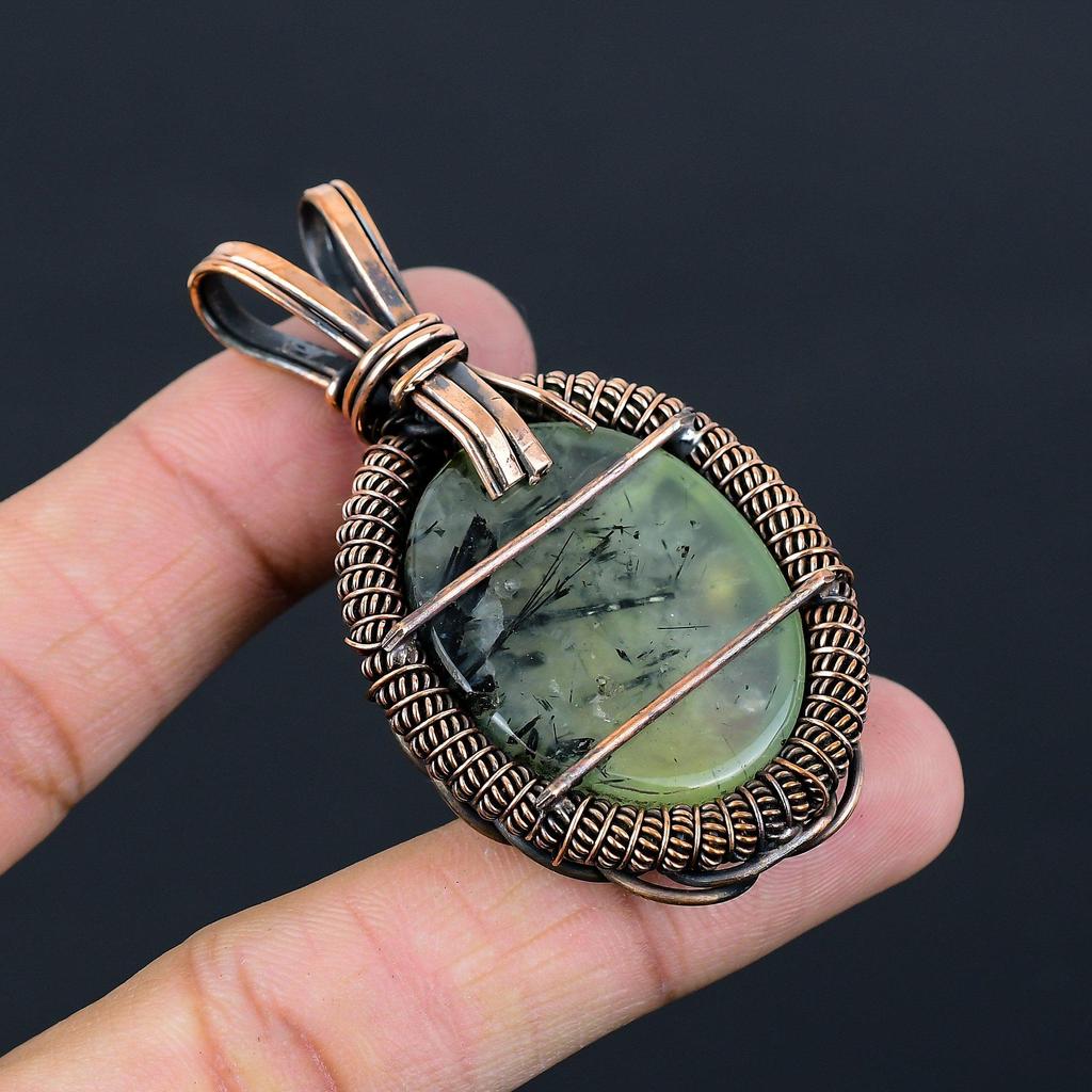 Медная проволока драгоценной камня прехнита чистая обернутая шкентелем ювелирных изделий ручной работы для подарка