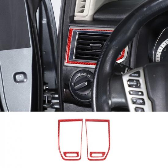 Red Carbon Fiber Center Console Side Air Vent Sticker For Nissan Titan 2016-23