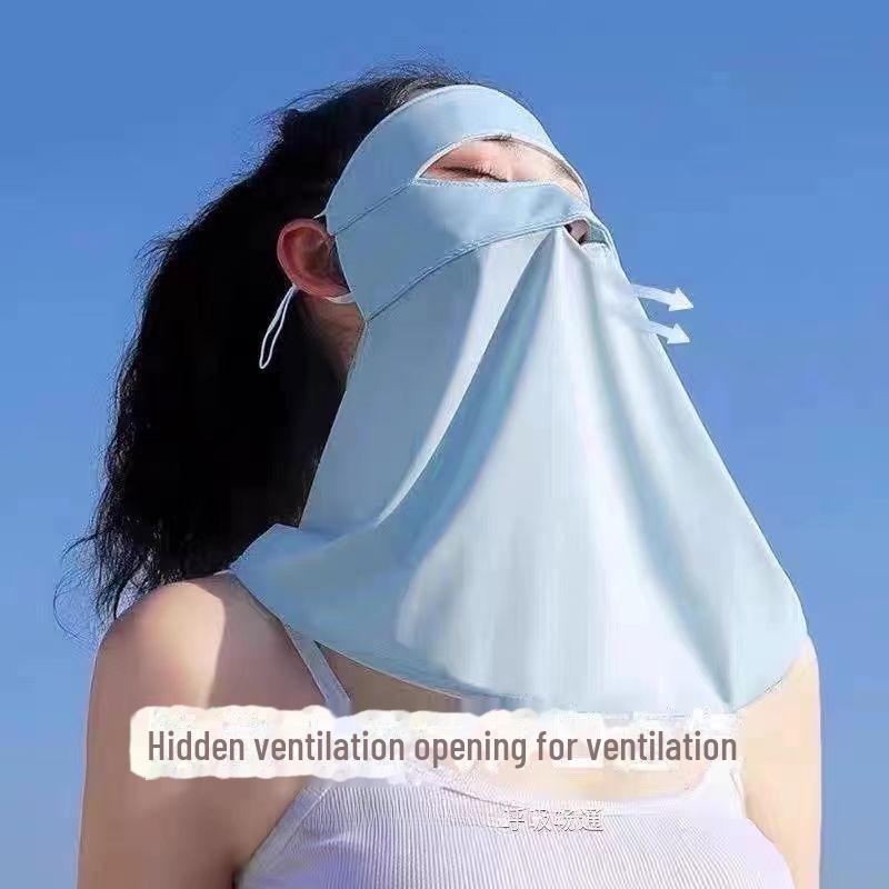 Ice Silk Женские Facekini: Полная защита лица от УФ-излучения и дышащая солнцезащитная маска для езды на велосипеде