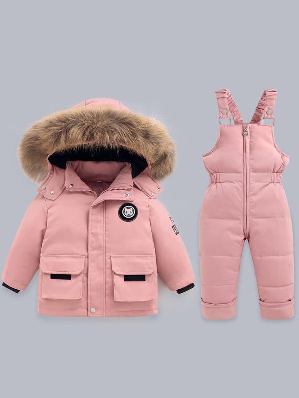 Velvet Winter Set: Thickened Down Overalls for Infants & Toddlers, 1-5 Years - 2-Piece Outfit