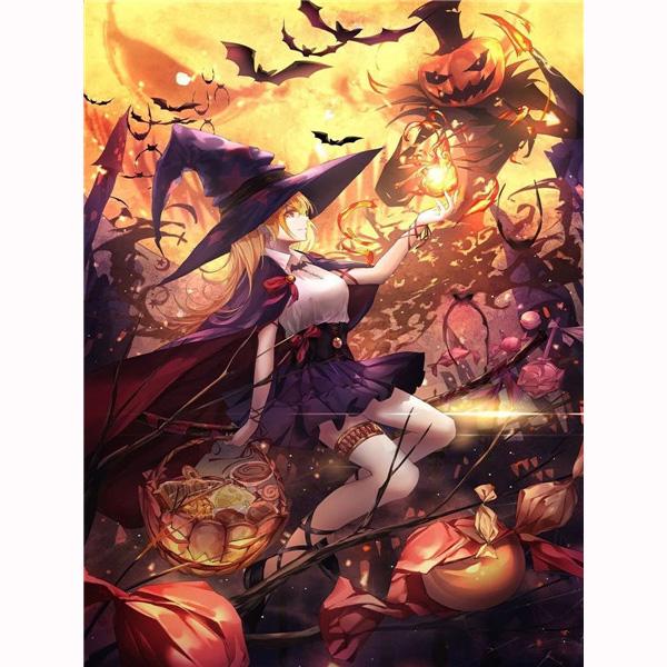 5D Diamond Embroidery Anime Girl Diamond Painting Halloween Pumpkin Cross Stitch Kit Mosaic Picture Home Decoration Kids Gifts