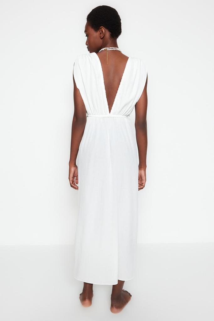 Women's Fashion New Dress Green Maxi Woven Slit Beach Dress