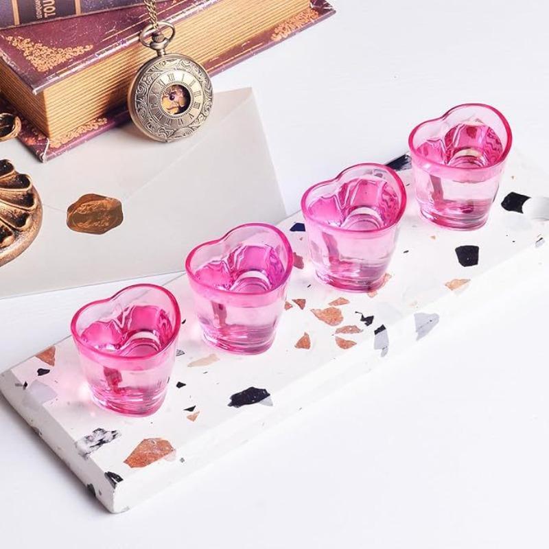6pcs Creative Heart-shaped Mini Cocktail Glasses With Cute Personalized Designs Rainbow-colored Spirits Couple Glasses Valentine