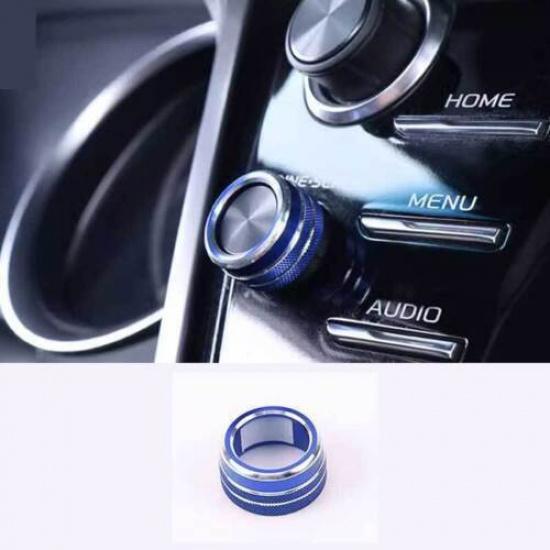 For Toyota Camry 2018- Blue Center Console Multi-Function Knob Cover Alloy