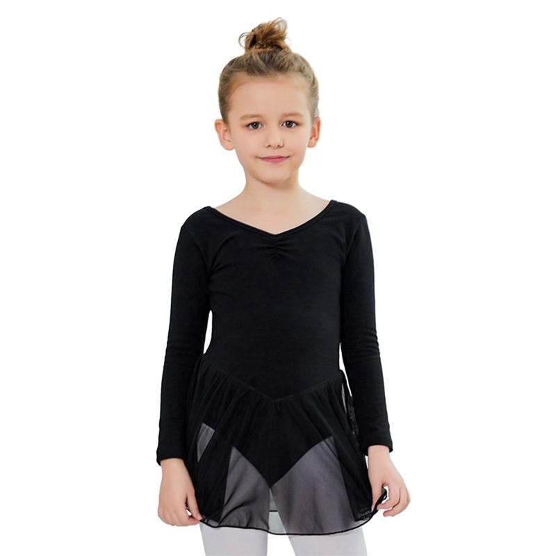 Детский танцевальный костюм для девочек, балетный тренировочный костюм с длинными рукавами и бантом сзади