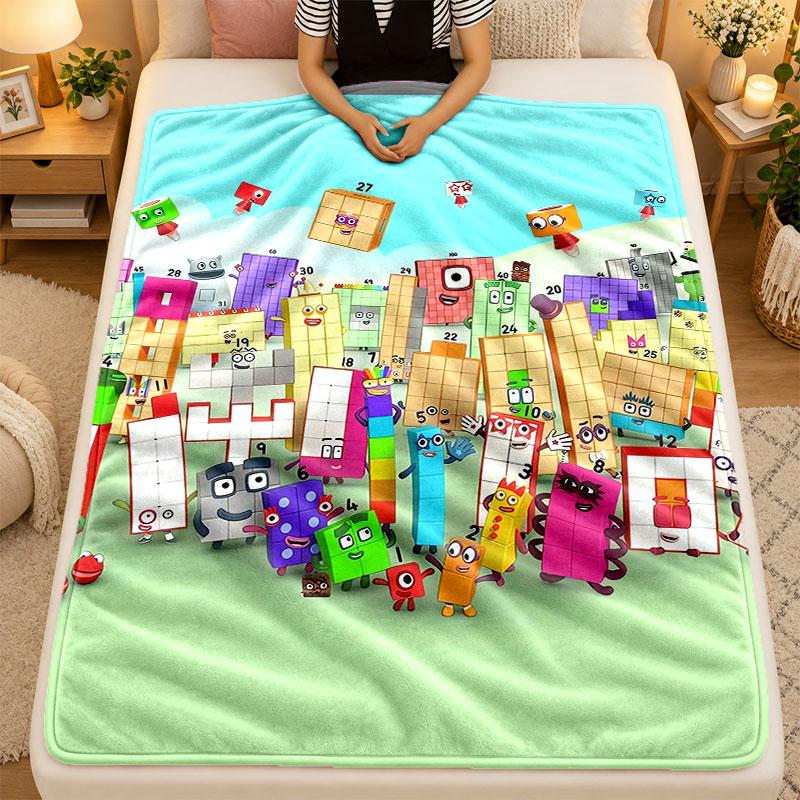 Flannel BlanketNumberblocks Warm Soft Throw Blanket for Indoor Sofa Bed Living Room Use