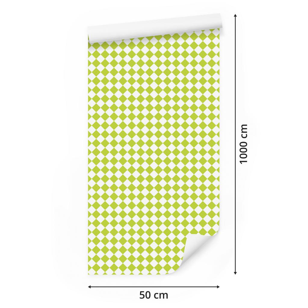 Geometric rhombus wallpaper lime and cream for living room and bedroom 50x1000