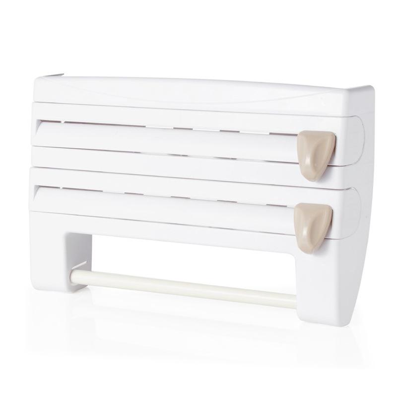 Многофункциональная настенная кухонная стойка для хранения с резаком для пластиковой пленки, фольги и бумажных полотенец