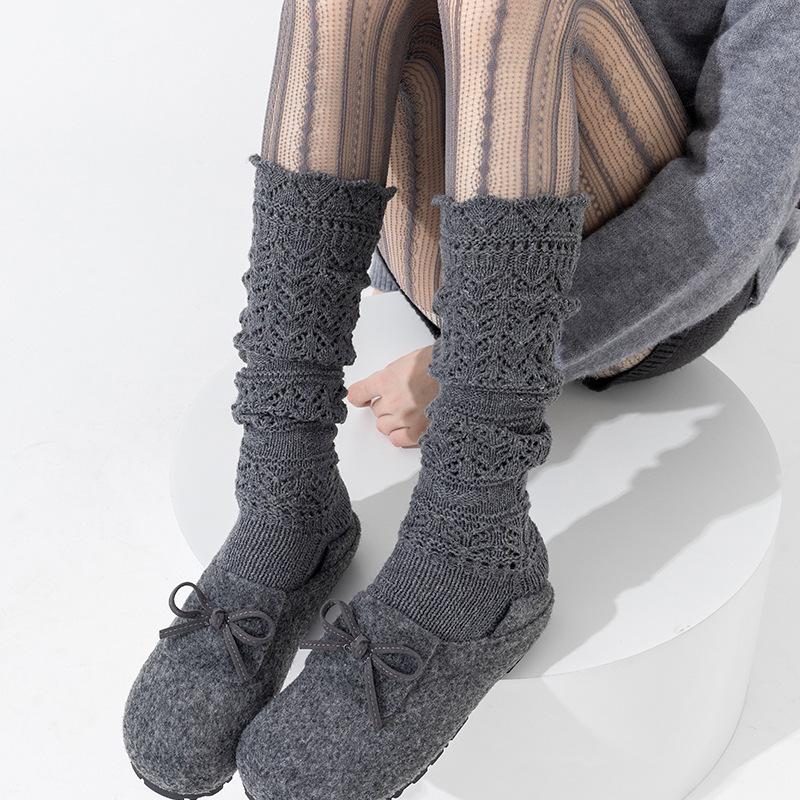 Hollow Wool Stacking Socks Heavy Industry Warm Knitted Stacked Tube Socks Sweet Versatile Socks