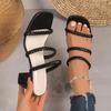 Fashion Women's Fashion Chunky Sandals Summer New Square Head Open Toe with Anti-slip Wear-resistant High-heeled Slippers