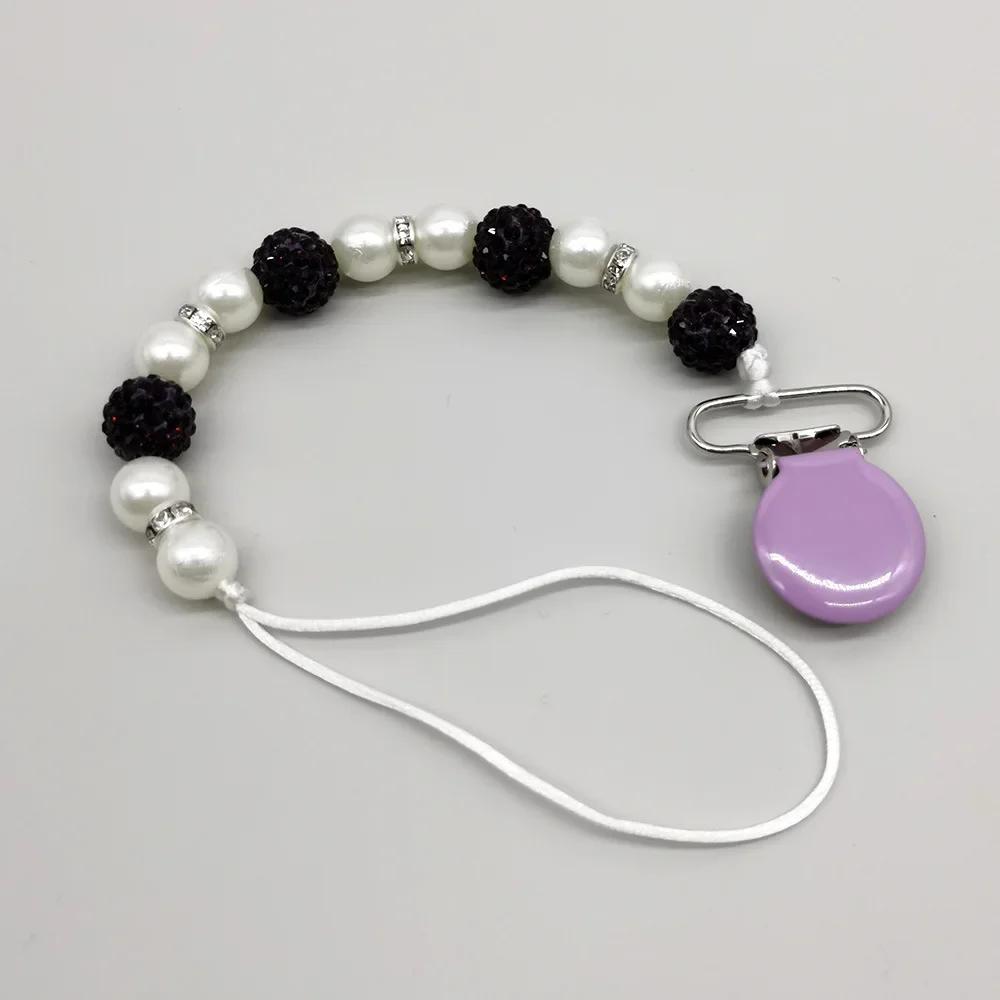 1 Piece Glitter Shiny Baby Pacifier Clip Retro European Crystal Princess Infant Boy Girl Nipple Clip Chain  Baby Accessories