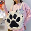 Paw Shape Cats Backpack Plush Large Capacity Embroidered Shoulder Bag Students