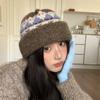 Knitted Wool Hat Women's Autumn and Winter Retro Thickened Warm Ear Protection Hat Shows a Small Face Baotou Hat Tide