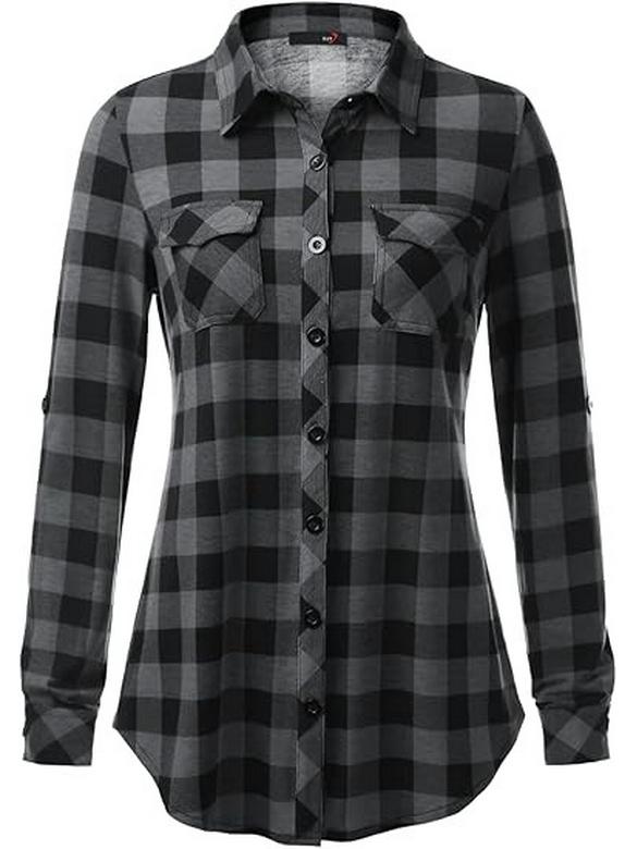 Женский приталенный топ в ретро-клетку с длинным рукавом, Осень/Зима 2026