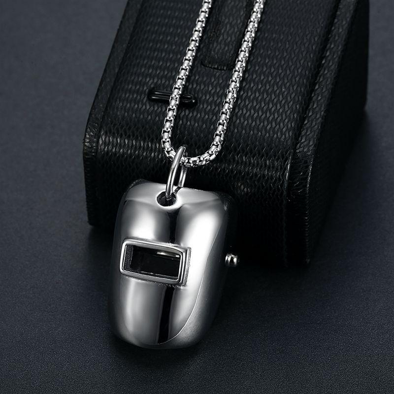 Grade III Welder Mask Helmet Stainless Steel Necklace Gold Silver Plated Link Chain Men's Anniversary Gift Wedding Party