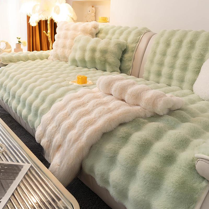 Plush Sofa Cushion Thickened Fleece Cushion Non-Slip Leather Sofa Cover High-End Nordic Simple Winter