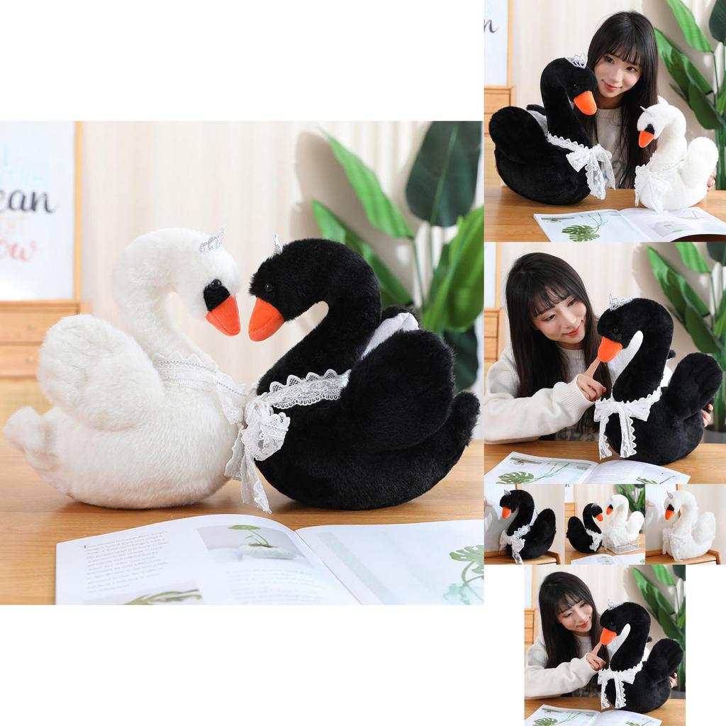 Adorable White And Black Plush Swan Stuffed Animal Doll For Home Decoration And Gift Giving