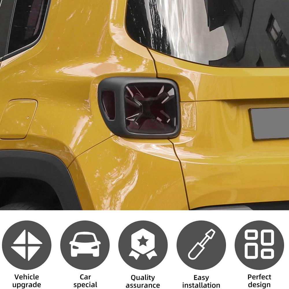 Накладка на крышку заднего фонаря для Jeep Renegade 2015-2018 гг., Внешние аксессуары для автомобиля, дымчато-черный(4шт)