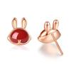 Серьги "Серебряный гром" женские рубин Популярность Кошачий глаз "красный" Милые аксессуары с кроликом” Металл, совместимый с аллергией, серебро 999/925 Дни рождения,