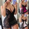 Women Sexy Lace Black Lingerie Dress Sleepwear Night Dress Backless Pajamas