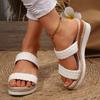 Fashion 2025 Vintage Wedge Heeled Woven Sandals Women Summer Plus Size Thick Sole Slippers Woman Comfort Lightweight Causal Slides Shoes