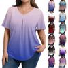 Женская модная повседневная свободная блузка большого размера с коротким рукавом, элегантная с V-образным вырезом, для работы