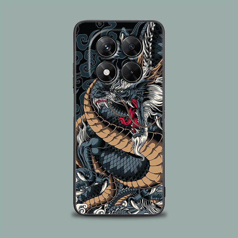 Чехол для телефона для Xiaomi Redmi 15C 14C 12C 13C Redmi Note 15 14 13 12 11 10 Pro Plus 5G Силиконовый Мягкий Чехол Большой Волновой Дракон Бог Моря