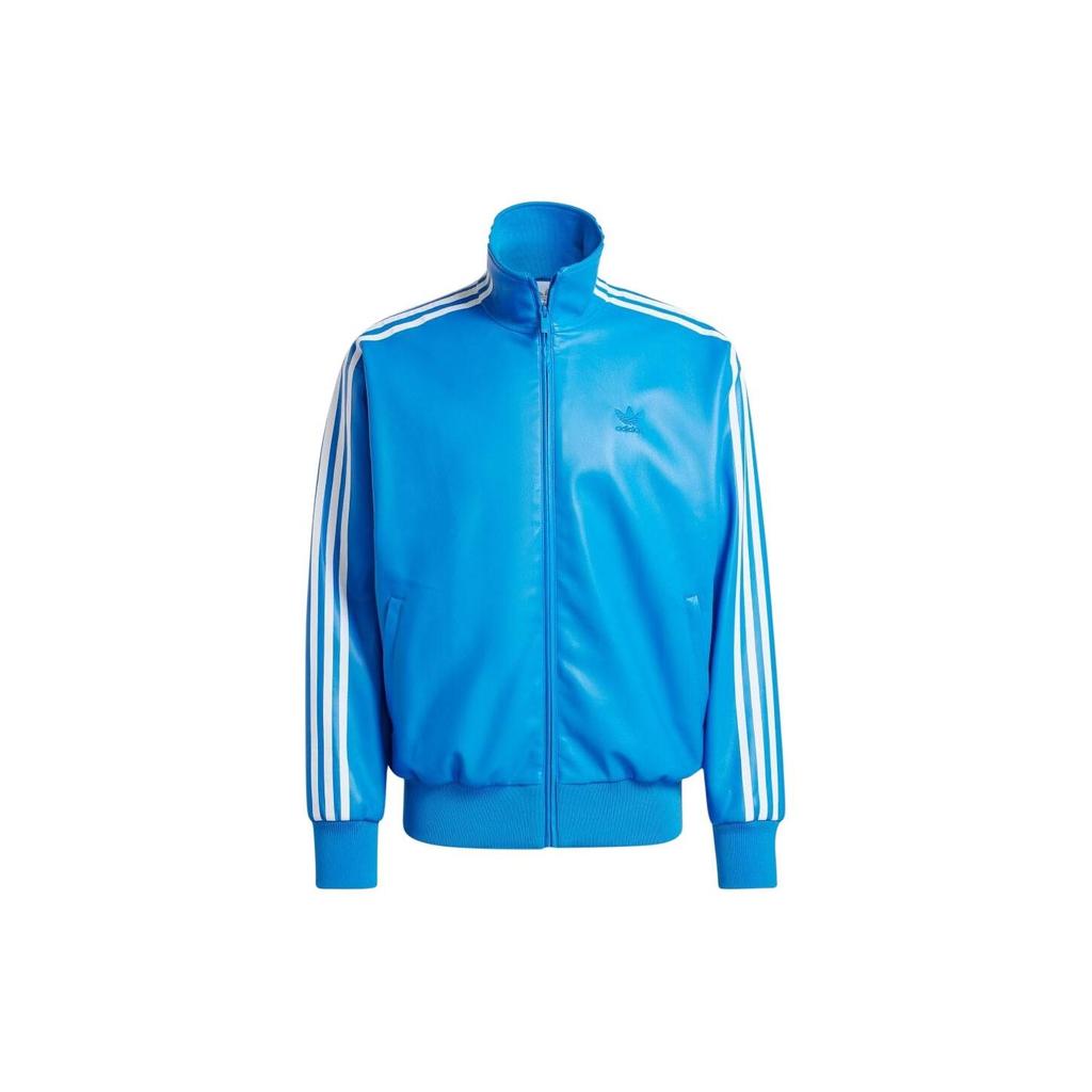 Adidas Originals Logo Stripe High Collar Long Sleeve Zip Jacket Men Outerwear Blue IZ4035