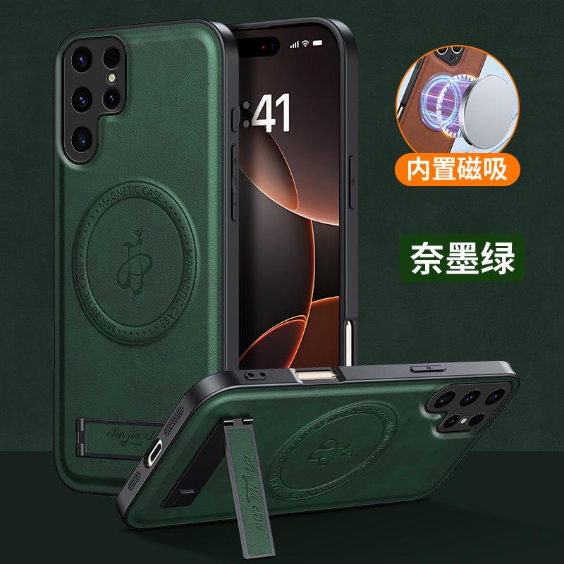 Применимо к Samsung S25Ultra чехол для мобильного телефона с магнитным креплением под кожу A16 кожаный держатель A54 противоударный A35 защитный чехол A23