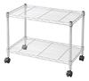 (YAMAZEN) Metal Shelf (60cm Wide X 35cm Deep X 46cm High), 2 Tiers with Casters, Chrome Silver, TMJ-40632CH