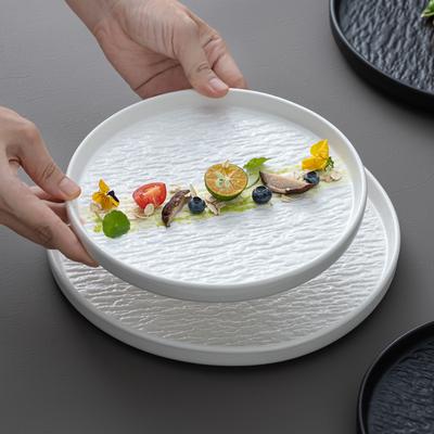 Белая/черная керамическая посуда, фарфоровая сервировочная тарелка, круглая тарелка в западном стиле для стейка, закуски, торта, десерта, глубокая обеденная тарелка