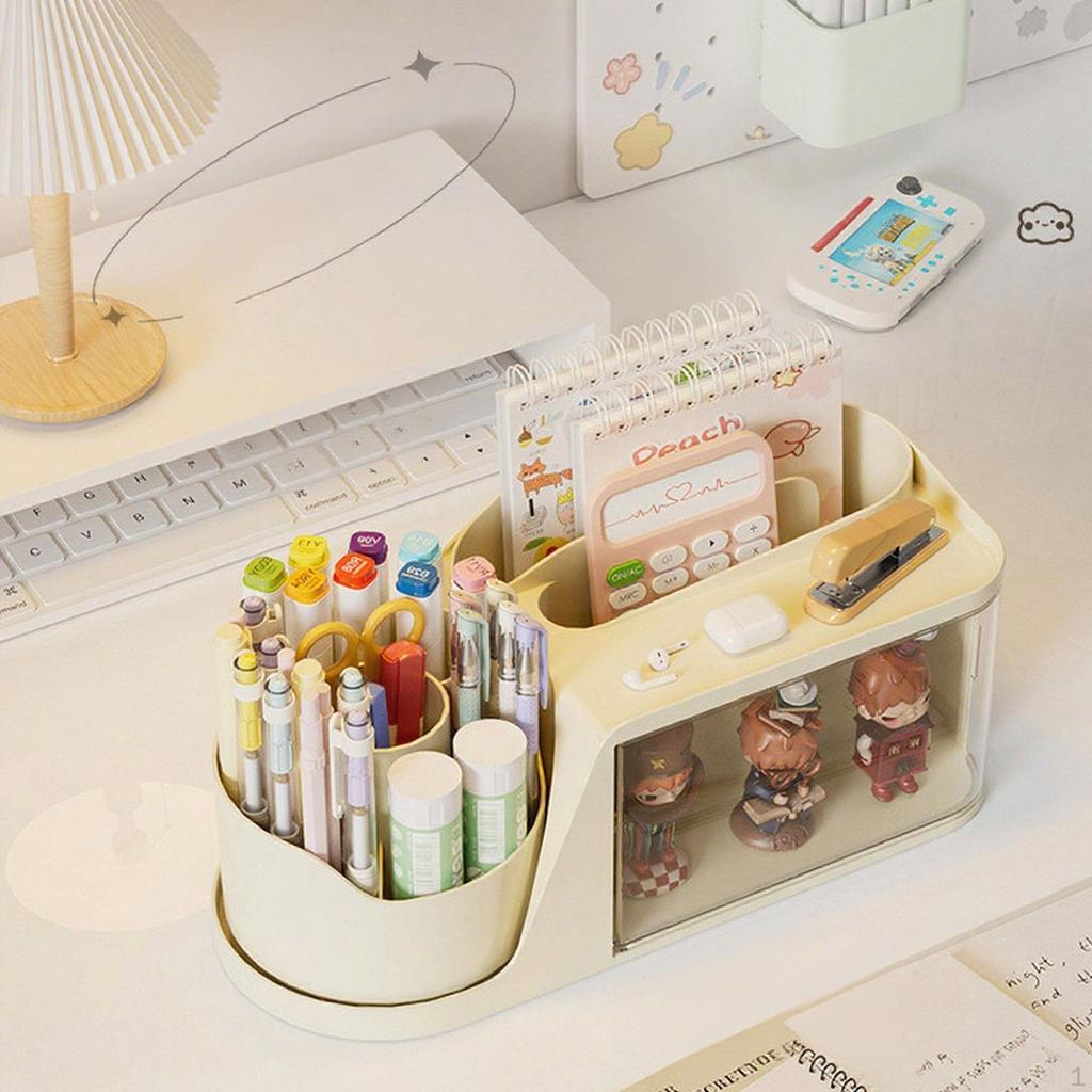 Desk Organizer 360° Rotation Jewelry Sorter Large Pencil Pen Holder Display Box for Home Mail