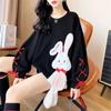 Plus Size Sweatshirt Women Autumn Rabbit Loose Thin Velvet Long Sleeve Sweatshirt Women Pullover Round Neck Hoodless Sweatshirt