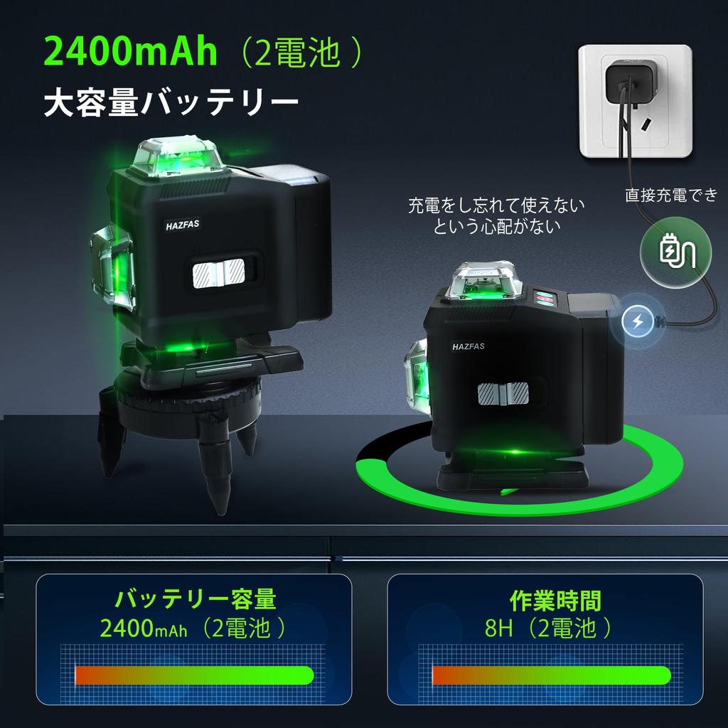Laser 4D Green Laser Level for Building and Remote Magnetic Rotating Laser Safety Class 16 Level, Level, 4x360°, Alignment, Rechargeable, Control,