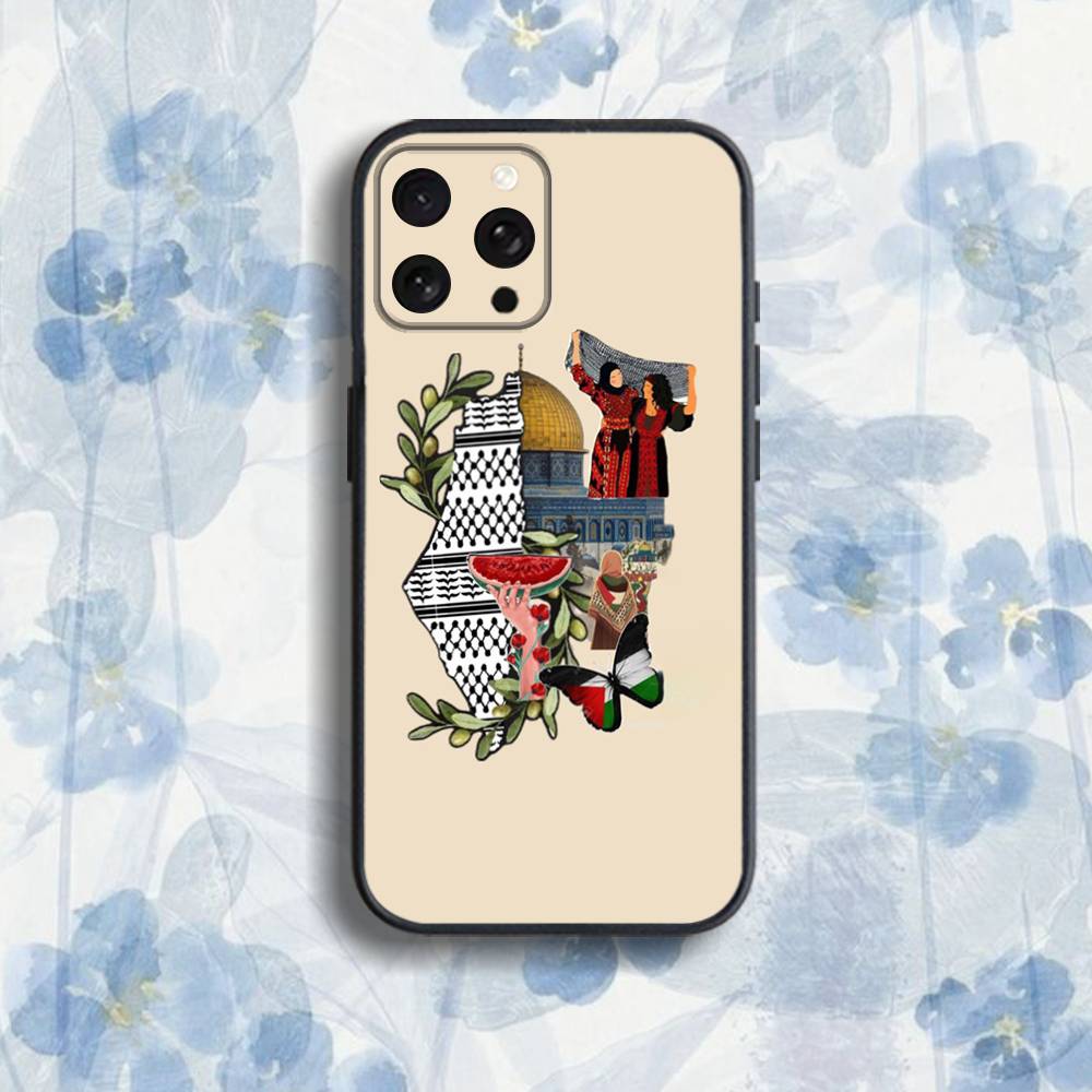 P-Palestine-s F-Flag M-MAP Phone Case For iPhone 17,16,15,14,13,12,Pro,Max,Plus,E,SE4,Air,Mini Black Soft Box