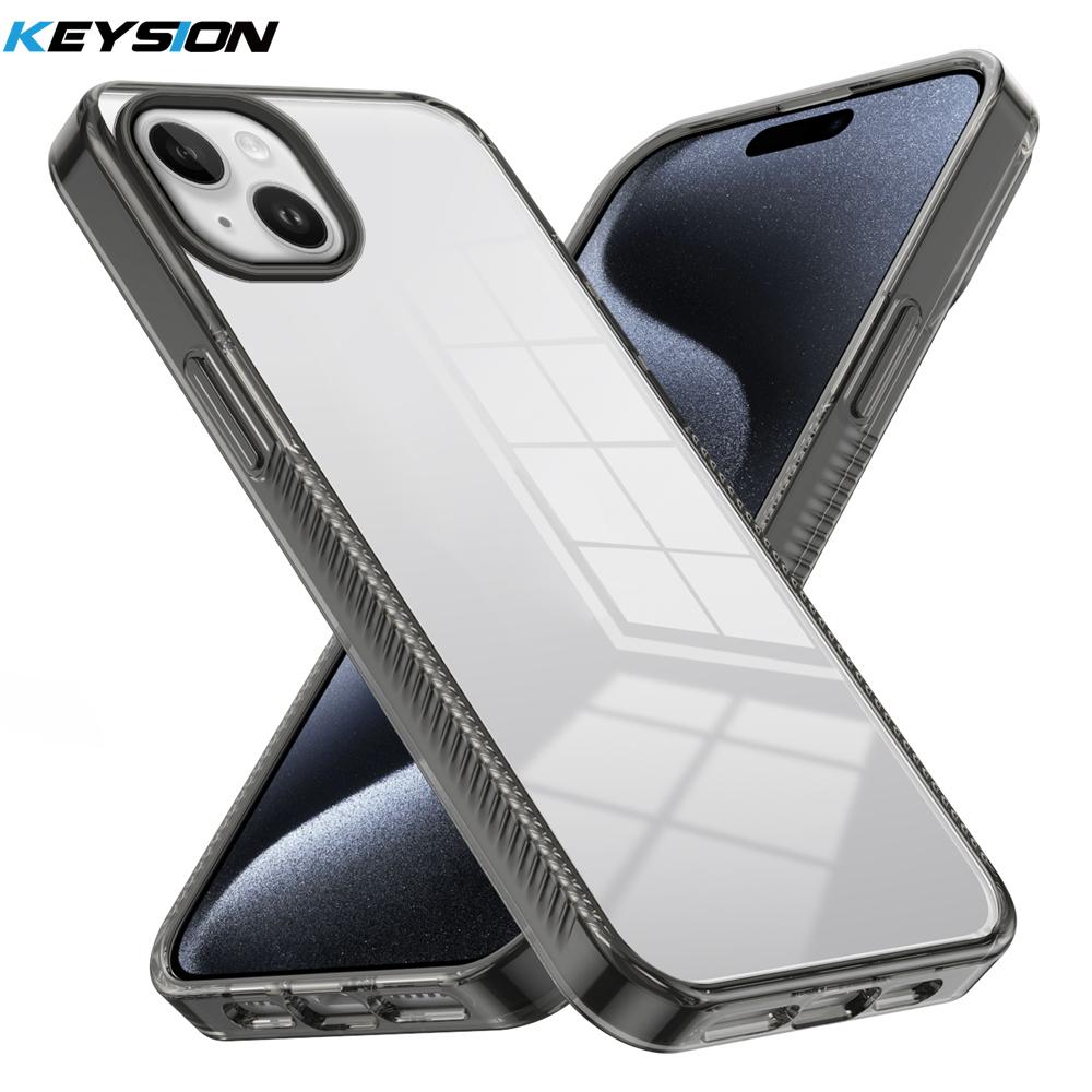 KEYSION Transparent Case for iPhone 16 Pro Max 15Plus TPU+PC Anti-slip HD Clear Shockproof Phone Cover for iPhone 15 Pro 16 Plus