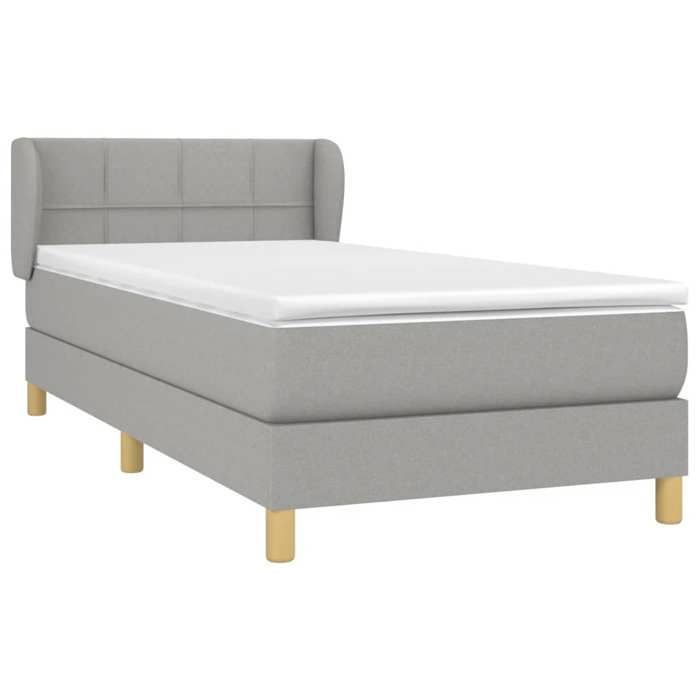 VidaXL Divan Bed with Mattress Light Grey 100x200cm Fabric - Model 3126781