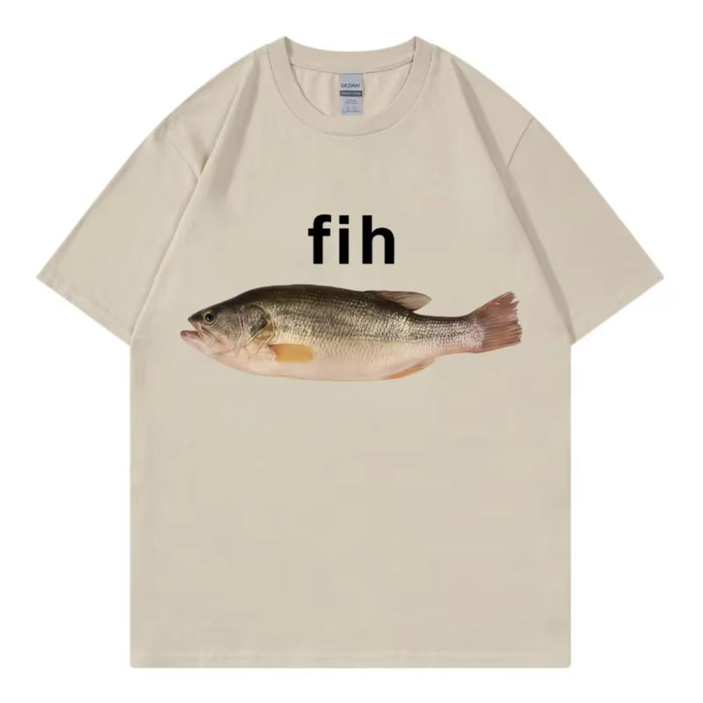 Funny Fih Fish Meme Tshirts High Quality Fashion Short Sleeve T Shirts Men Women Casual Loose Cotton Tshirts Summer Streetwear