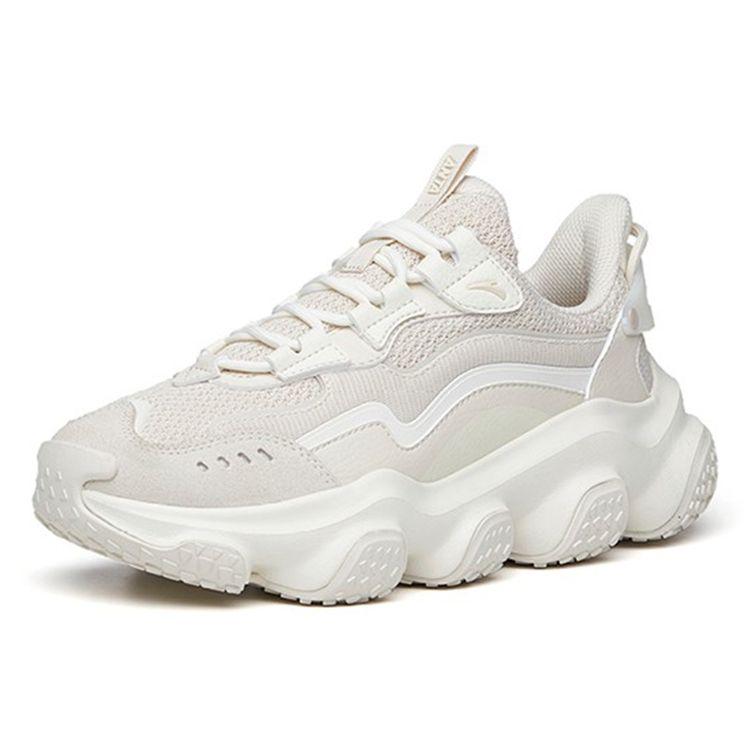 Anta Lifestyle Series Zhou Bai 2.0 Shock Absorbing Wear Resistant Low Top Dad Shoes Women Sneaker Gray White 922218883-4